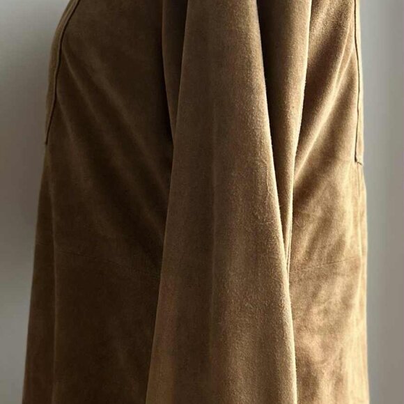 Vintage 1969 Camel Brown Nubuck Leather Tunic Top with Notched Neck – US S - Picture 9 of 13